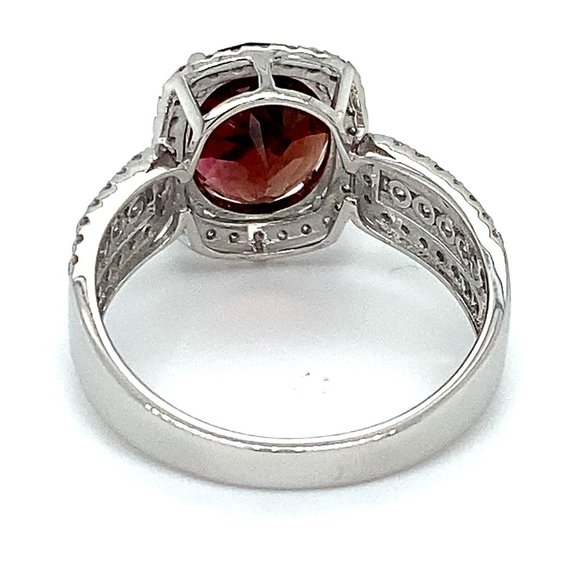 Orange Tourmaline 3.50ct Diamonds Platinum Ring - Picture 4 of 9